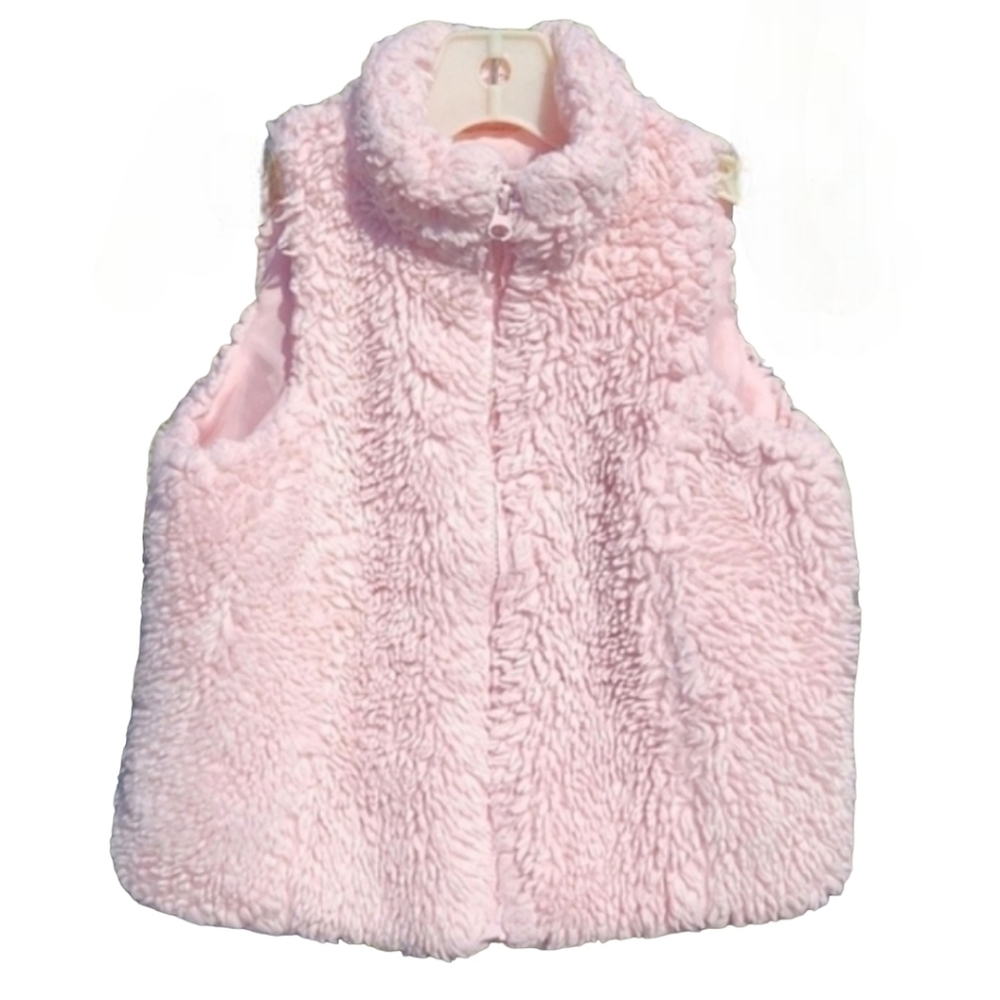 Girl's Faux Fur Plush Sherpa Vest with Zip Front